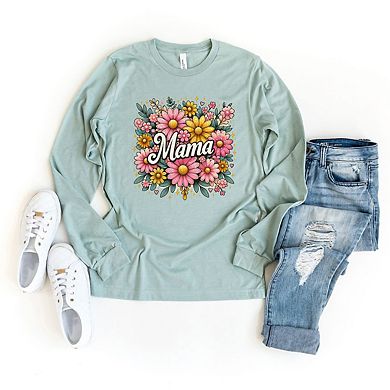 Mama Flower Collage Long Sleeve Graphic Tee