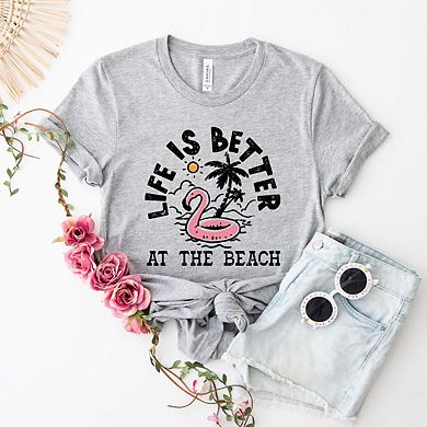 Better At The Beach Flamingo Short Sleeve Graphic Tee