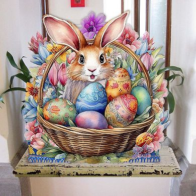 Bunny In A Basket Holiday Door Decor By G. Debrekht