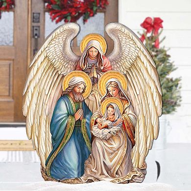 Nativity With Angel Outdoor Decor By G. Debrekht