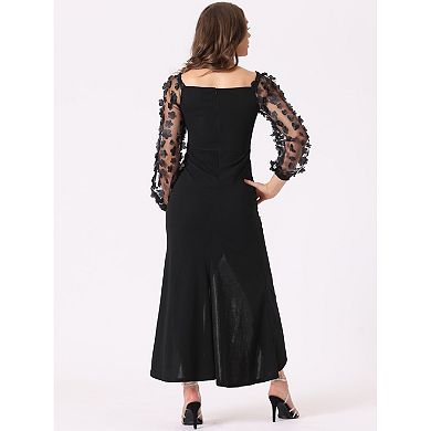 Womens Elegant Off Shoulder Cocktail Dresses Bodycon Ruched Split Midi Dress