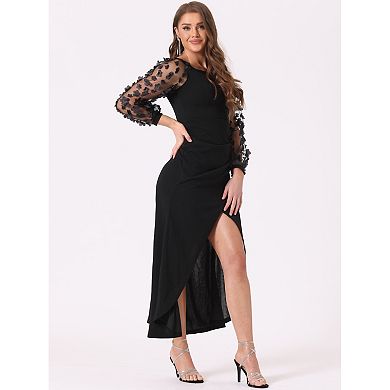Womens Elegant Off Shoulder Cocktail Dresses Bodycon Ruched Split Midi Dress