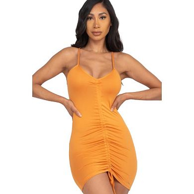 Adjustable Ruched Front Detail Mini Dress