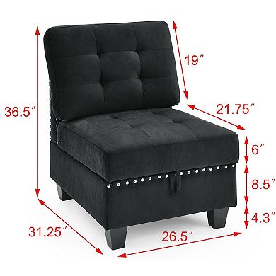 Hivvago Single Chair For Lshape Modular Sectional Sofa Couch Reversible Combination Ottoman