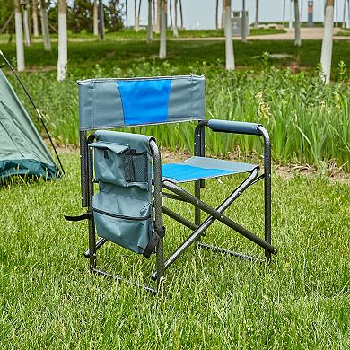 Hivvago Aluminum Folding Outdoor Camping Director's Chair With Storage Pockets