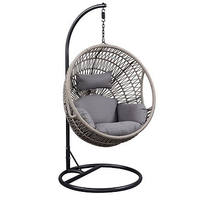 Vinnie Patio Swing Chair With Stand, Fabric & Rope