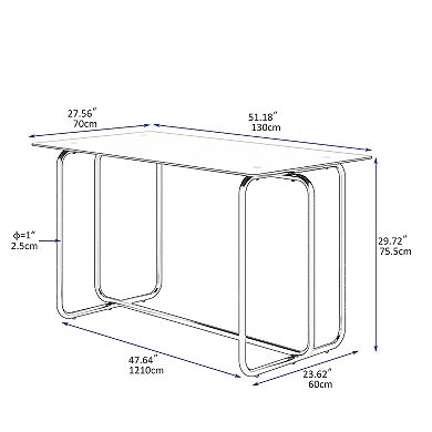 Hivvago Set Of 5 Tempered Glass Dining Table And Chair With Metal Leg Set