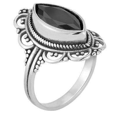 Sunkissed Sterling Sterling Silver Oxidized Marquise Cubic Zirconia Ring