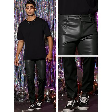 Faux Leather Pants For Men's Slim Fit Hip Hop Nightclub Disco Party Trousers