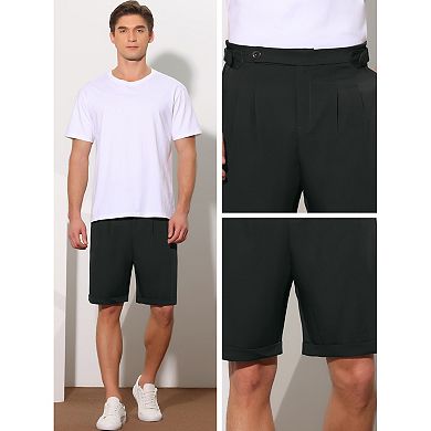 Business Shorts For Men's Pleated Front Straight Leg Summer Dress Chino Shorts