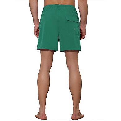 Men's Summer Solid Color Elastic Waistband Swim Beach Shorts