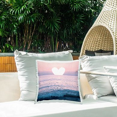 Stupell Home Decor Pink Heart Sunset Beach Indoor/Outdoor Throw Pillow