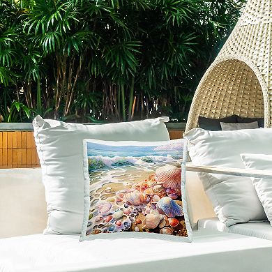 Stupell Home Decor Beach Foam and Seashells Indoor/Outdoor Throw Pillow