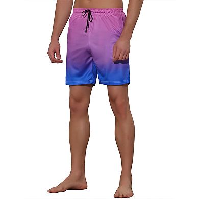 Men's Contrasting Colors Patterned Beach Swimming Board Shorts