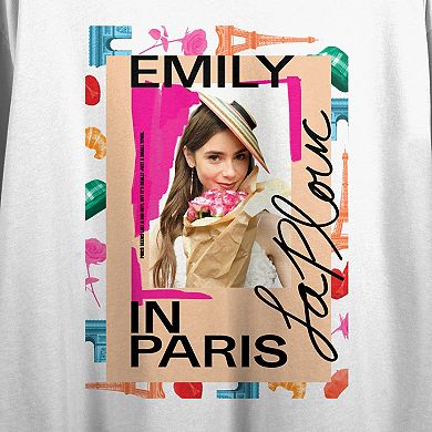 Juniors' Emily In Paris Colorful Photo Flowy Graphic Tee