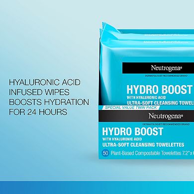 Neutrogena 2-Pack Hydro Boost Face Cleansing Cloths & Makeup Wipes