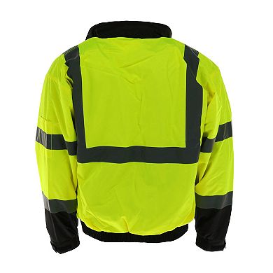 Men's Fluorescent Bomber Rain Jacket With Removable Fleece Lining
