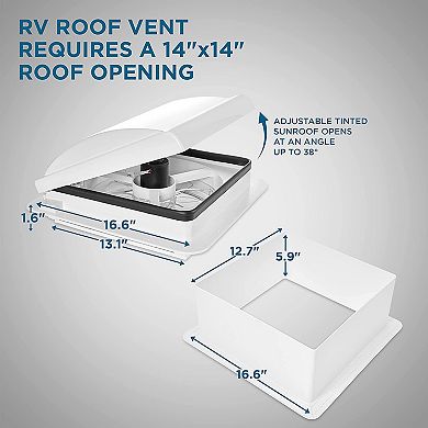 Hike Crew 14" RV Roof Vent Fan, 12V Manual Camper Fan with Removable Screen