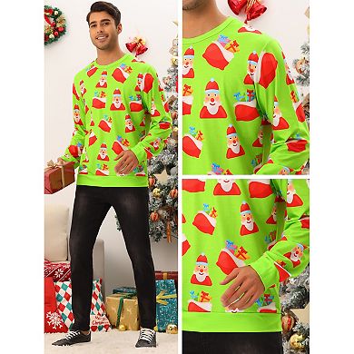 Christmas Printed Sweatshirts For Men's Funny Graphic Party Pullover Sweater Sweatshirt