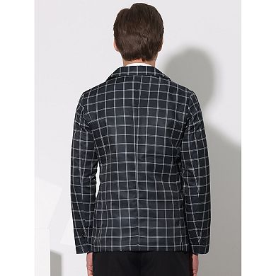 Plaid Blazers For Men's Notch Lapel Contrasting Color Checked Pattern Sports Coat