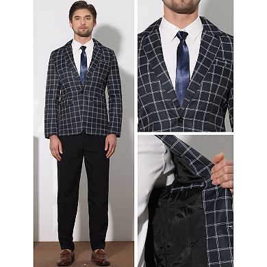 Plaid Blazers For Men's Notch Lapel Contrasting Color Checked Pattern Sports Coat
