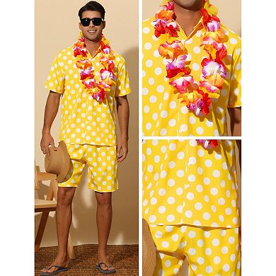 Polka Dots Hawaiian Set For Men's Short Sleeves Summer Shirts 2 Pieces Suit