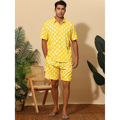 Polka Dots Hawaiian Set For Men's Short Sleeves Summer Shirts 2 Pieces Suit