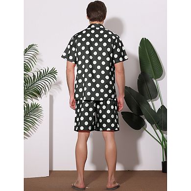 Polka Dots Hawaiian Sets For Men's Short Sleeves Shirts Shorts Summer 2 Pieces Set