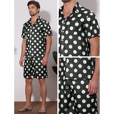 Polka Dots Hawaiian Sets For Men's Short Sleeves Shirts Shorts Summer 2 Pieces Set