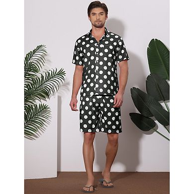 Polka Dots Hawaiian Sets For Men's Short Sleeves Shirts Shorts Summer 2 Pieces Set