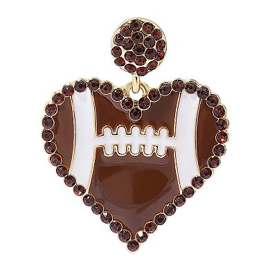 Celebrate Together??? Gold Tone Crystal Heart Football Drop Earrings