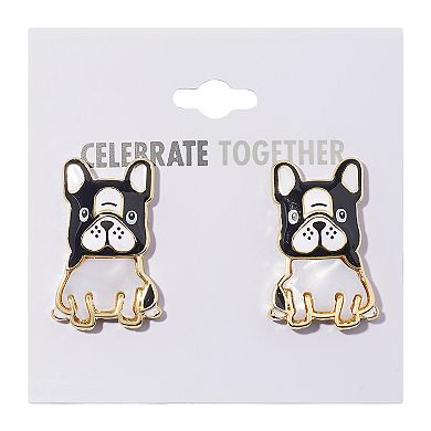 Celebrate Together™ Gold Tone Enameled French Bulldog Drop Earrings