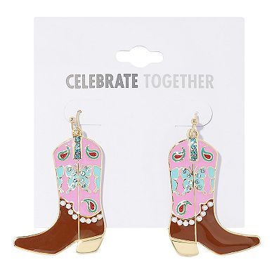 Celebrate Together™ Gold Tone Crystal Western Cowboy Boot Drop Earrings