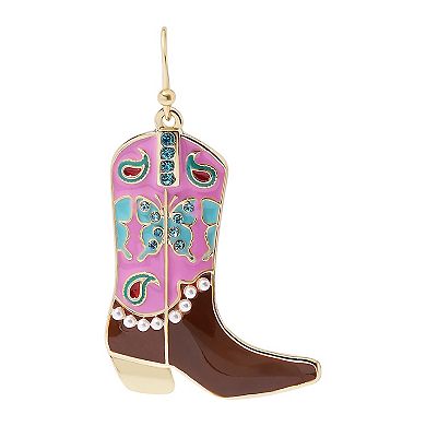 Celebrate Together™ Gold Tone Crystal Western Cowboy Boot Drop Earrings