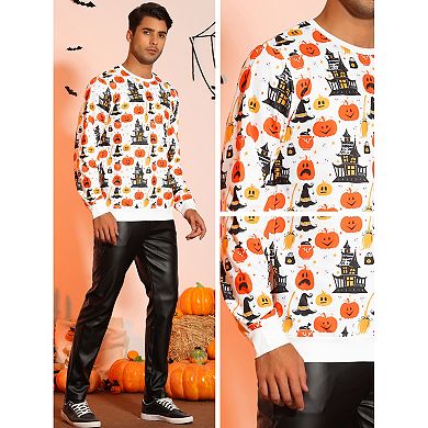 Pumpkin Sweatshirt For Men's Long Sleeves Costumes Graphic Printed Pullover Shirts