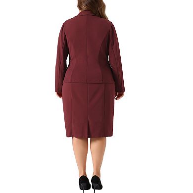 Women's Plus Size Two Piece Outfits Blazer Jacket And Sleeveless Dress Suit Sets