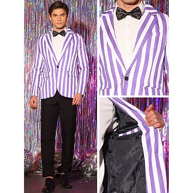 Striped Blazers For Men's One Button Business Stripes Patterned Sports Coats