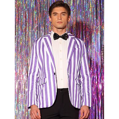 Striped Blazers For Men's One Button Business Stripes Patterned Sports Coats