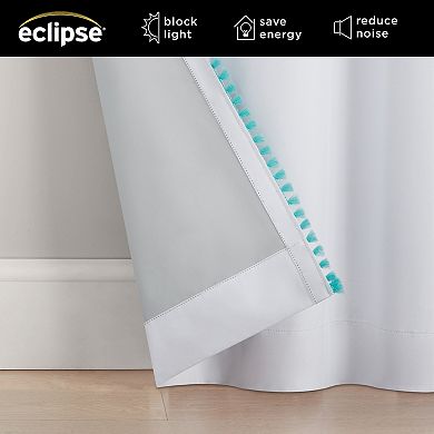 eclipse Kids 100% Blackout Tassel Border Rod Pocket 1 Window Curtain Panel
