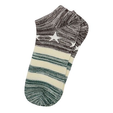 Women Low Cut Stripes Stars Pattern Ankle Socks 5 Pairs