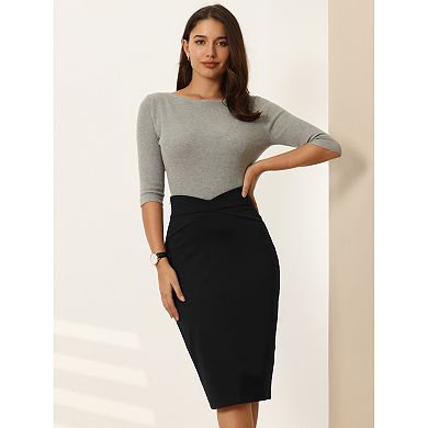 Women's Pencil Skirt High Waist Work Midi Bodycon Skirts