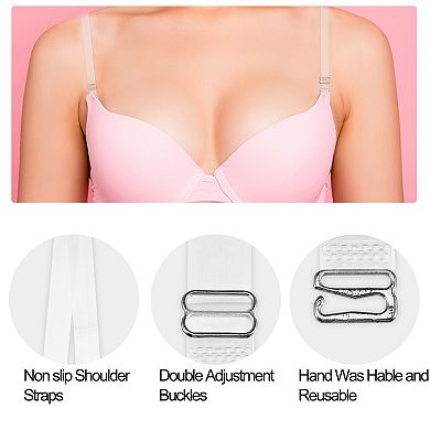 2 Pair Non-slip Invisible Clear Bra Shoulder Strap With Stainless Steel Hook Transparent 15mm