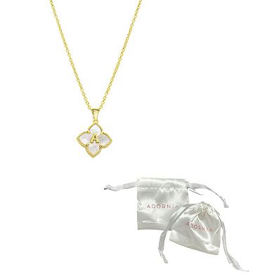 Adornia Gold Tone Adjustable White Mother of Pearl Initial Floral Necklace