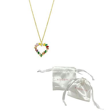 Adornia 14k Gold Plated Crystal Baguette Heart Pendant Necklace