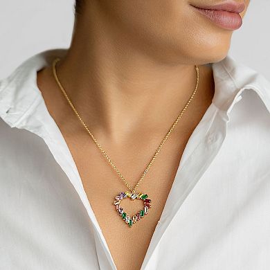 Adornia 14k Gold Plated Crystal Baguette Heart Pendant Necklace
