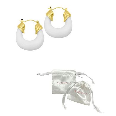 Adornia 14K Gold Plated White Lucite Boxy Hoop Earrings