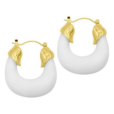 Adornia 14K Gold Plated White Lucite Boxy Hoop Earrings