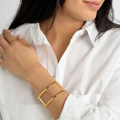 Adornia 14K Gold Plated Stainless Steel Double Row Cuff Bracelet