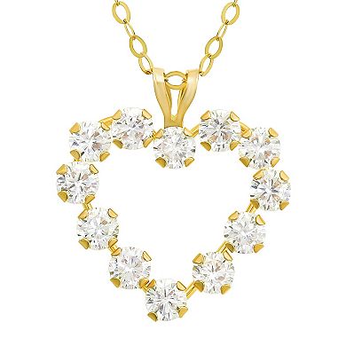 Women's Forever Radiant 10k Gold Cubic Zirconia Links Open Heart Pendant Necklace