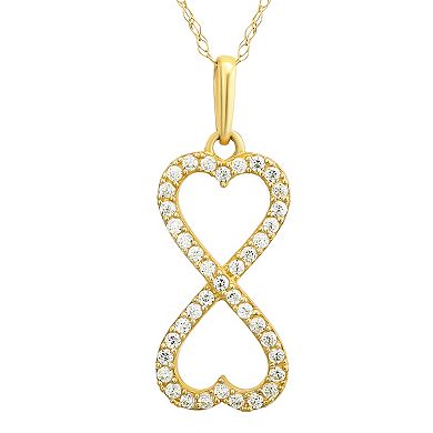 Women's Forever Radiant 10k Gold Cubic Zirconia Infinity Drop Pendant Necklace